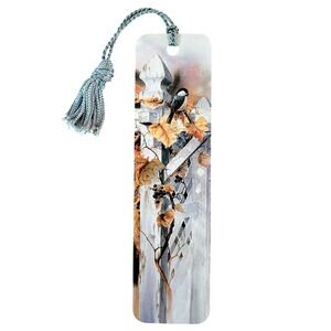 Vintage 90s September Blush Bookmark Chickadee bird Mike Casper Antioch KBO12459